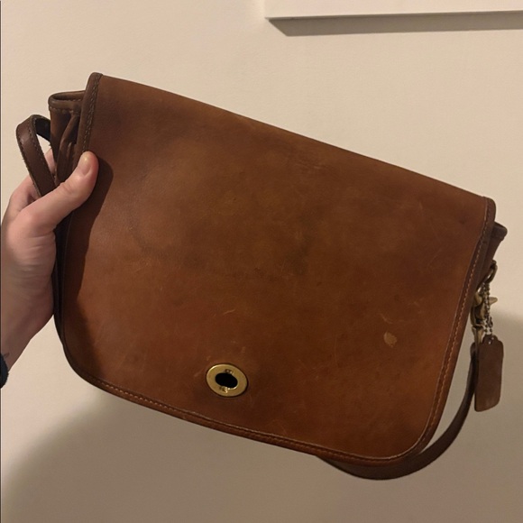 Coach Vintage Pocket Purse 9755 British Tan Leather Crossbody - Picture 12 of 13